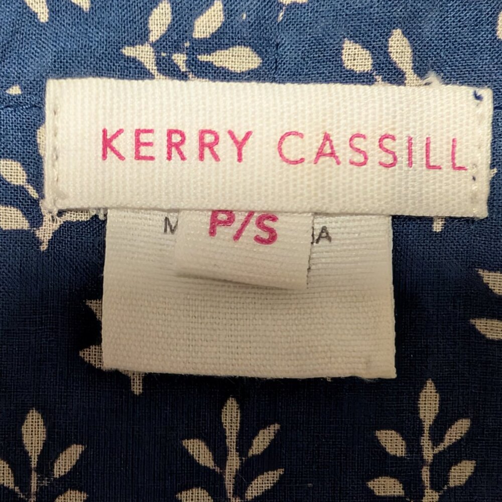 Kerry Cassill Womens Size P/S Blue Botanical Floral 100% Cotton Tie Kimono Robe - Picture 9 of 11